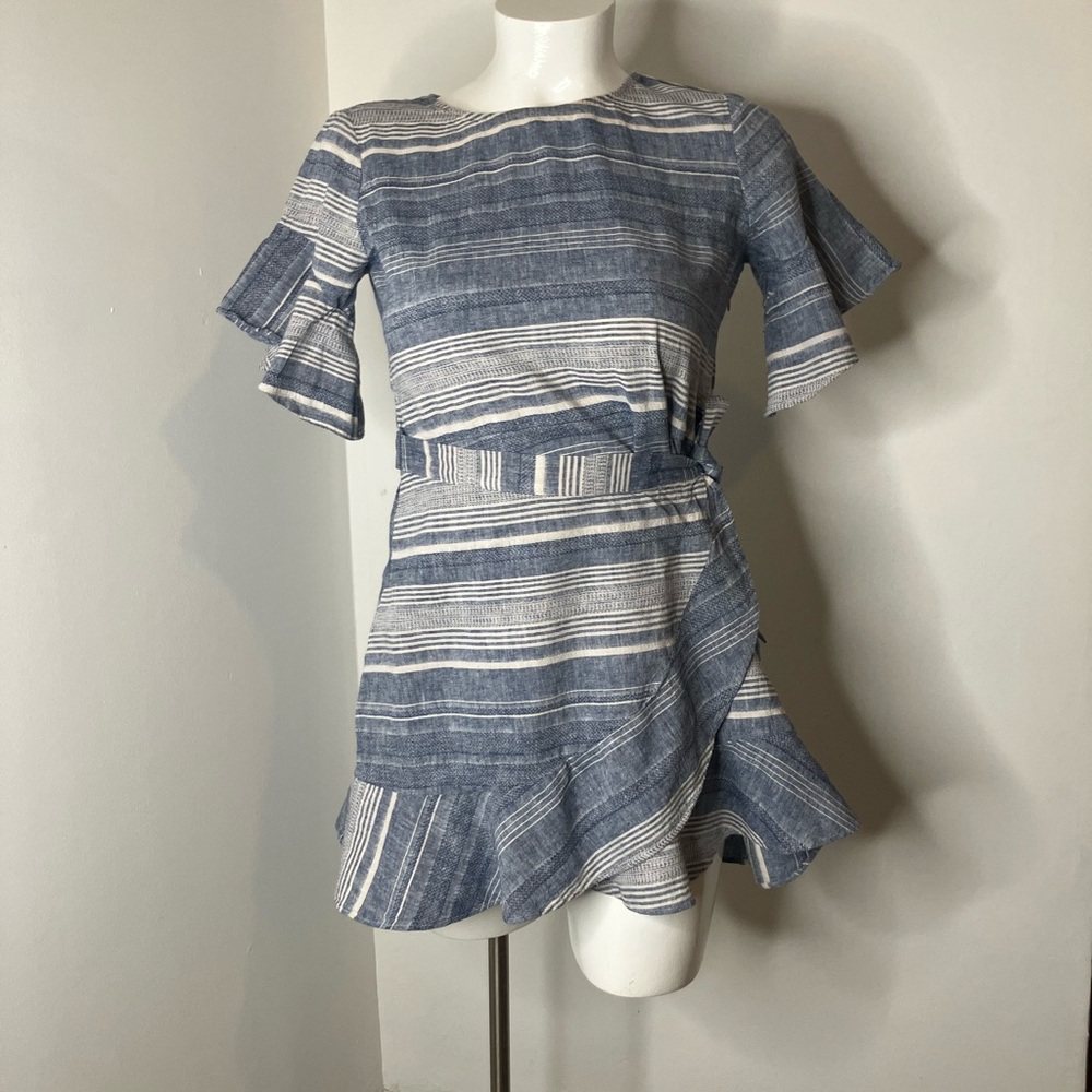 Express Blue and White Striped Mini Dress